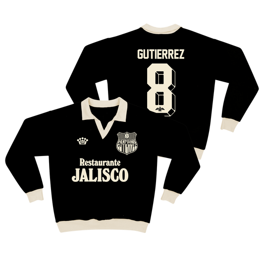 Black Long Sleeve Soccer Polo Sweatshirt (Pre-Order)